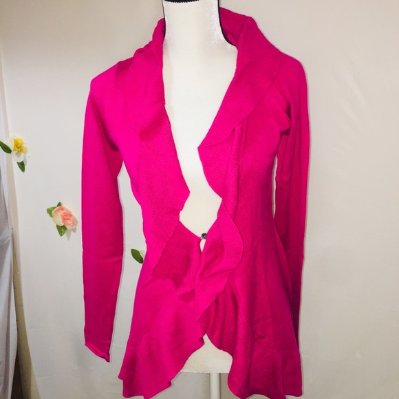 ‼️🔥NWT TRACY NEGOSHIAN Fuschia Silk Cardigan🔥‼️ - Picture 4 of 8